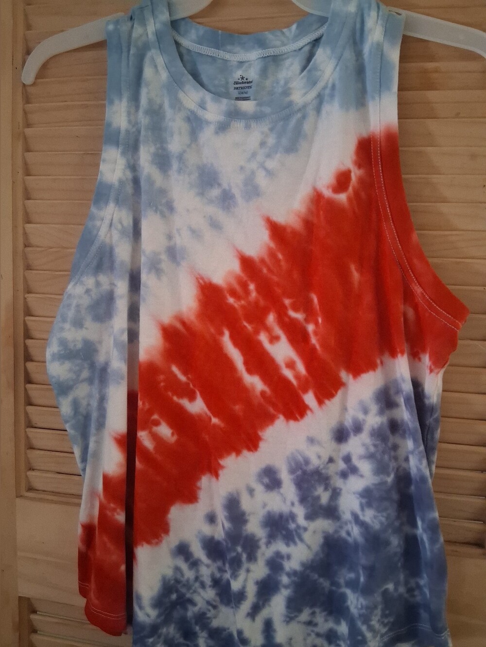 Patriotic Tie-Dye Tank Top in Red, Blue & White